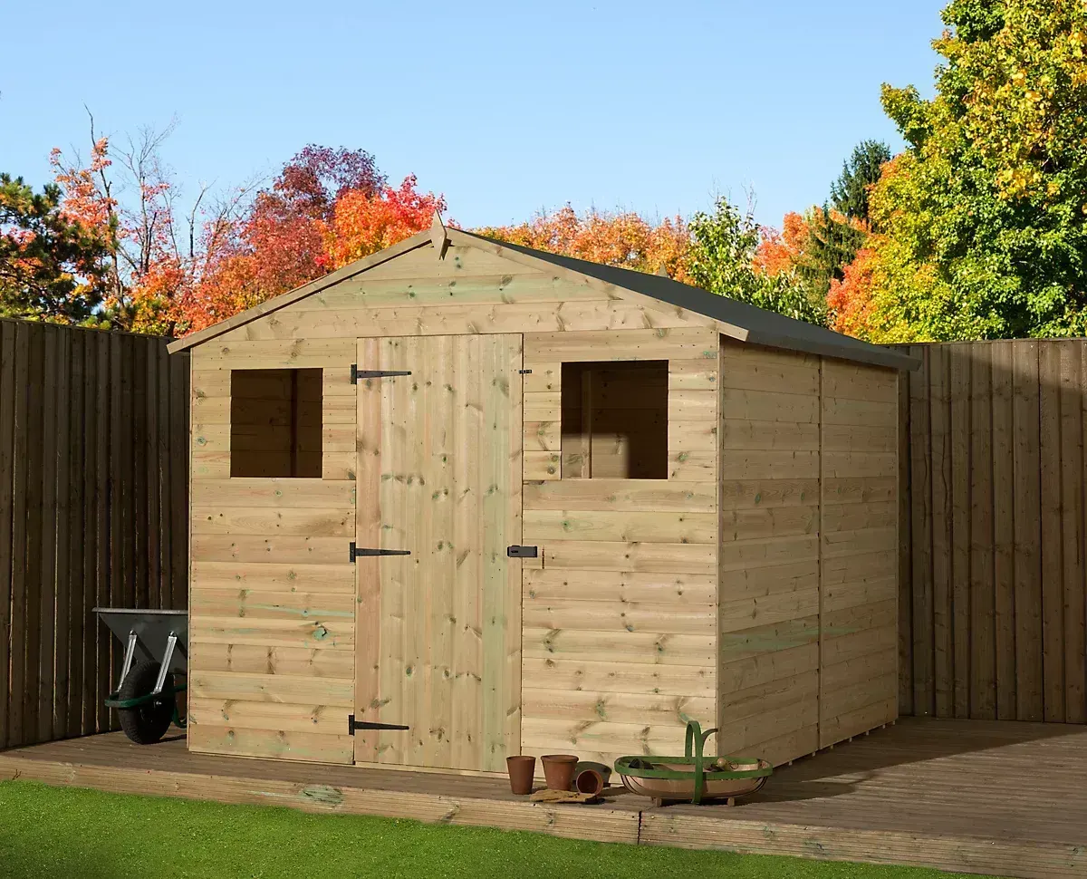 Empire 10000 Premier Apex Shed with windows 8x10 Pressure Treated T&G Wooden Garden Shed